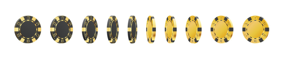 Gambling game, casino 3d chips. Rotating poker chips