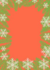 Fabulous winter.illustration of Christmas plants frame. Drawing for a postcard, poster