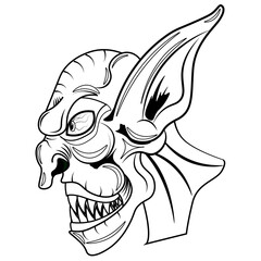 Scary goblin coloring book. Vector illustration on the theme of fairy tales and legends.