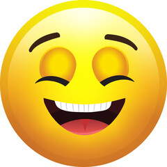 Modern Smileys Emoticons Emoji icons illustration with a happy face, smiley open mouth with eyes closed