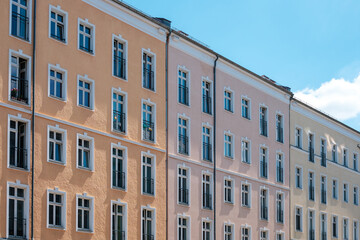 Fototapeta na wymiar residential building facade, apartment house exterior