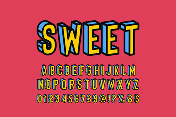 classic lettering, alphabet font, orange and blue style background,  typeface vector design