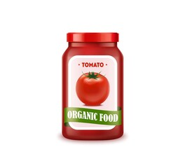 Realistic Detailed 3d Tomato Glass Jar. Vector