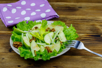 Waldorf salad on a wooden table