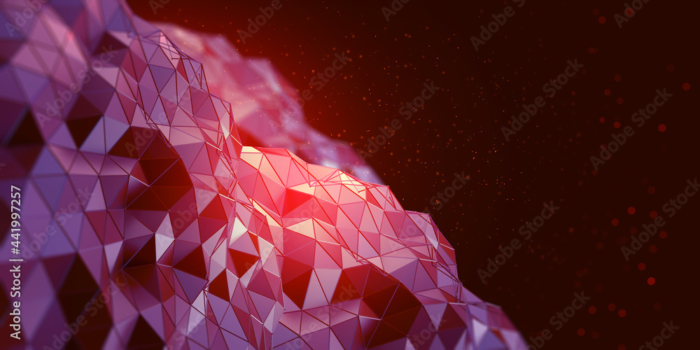 Fototapete Big data and cybersecurity 3D illustration. Neural network and cloud technologies. Global database and artificial intelligence. Bright, colorful background with bokeh effect