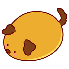 Cute and round simple brown dog illustration outlined