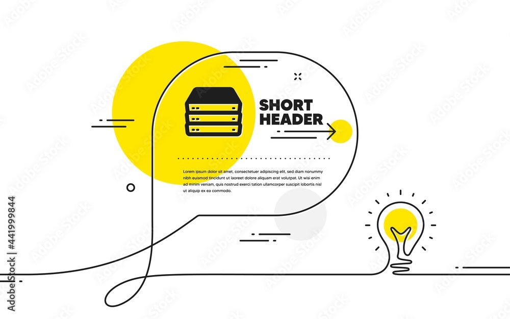 Poster servers icon. continuous line idea chat bubble banner. pc component sign. big data storage symbol. s