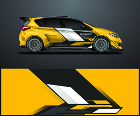 Decal Car Wrap Design Vector. Graphic Abstract Stripe Racing Background For Vehicle, Race car, Rally, Drift 