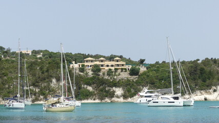 yachts in the harbor in Greece