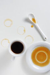 Spilled cup of coffee