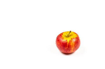 Red fresh apple on a white background.