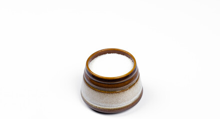 Jar for sugar. Sugar bowl. On white background.
