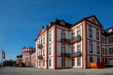 Fototapeta na wymiar Wiesbaden Biebrich castle from the 19th century with sandstone figures