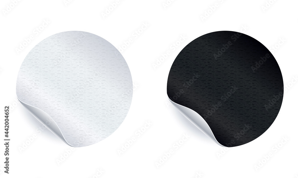 Aufkleber adhesive stickers. realistic empty sticky labels or price tags set with shadow. blank round mock up 
