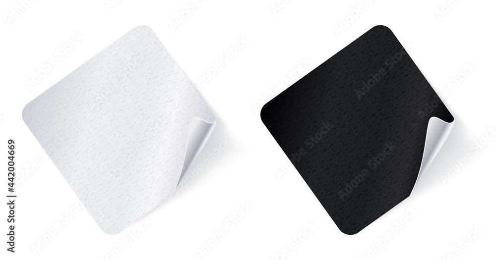 Aufkleber adhesive stickers. realistic empty sticky labels or price tags set with shadow. blank square mock up