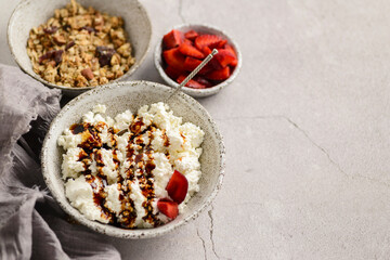 cottage cheese with strawberries and granola