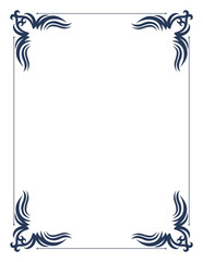 Fototapeta na wymiar Decorative frame with swirls corners. Elegance border. Simple contour for wedding, greeting banner design. Isolated illustration