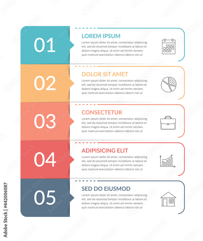 Poster infographic template with 5 steps, workflow, process chart