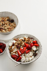 cottage cheese with strawberries and granola 
