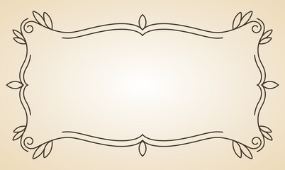 Decorative frame. Vintage calligraphic antique border. Ornate calligraph rectangle frame filigree floral ornaments for framed certificate template