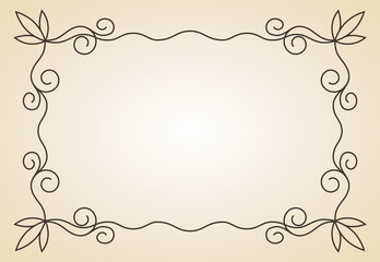 Decorative frame. Vintage calligraphic antique border. Ornate calligraph rectangle frame filigree floral ornaments for framed certificate template