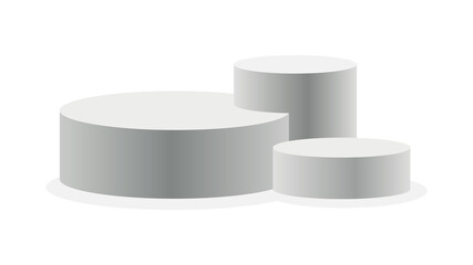 Podium realistic. Showroom pedestal, floor stage platform isolated mockup. 3D realistic round empty podium with steps. Concept of showcase for product, promotion sale or presentation