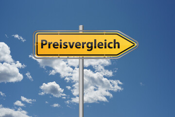 Signpost arrow with German word price comparison 