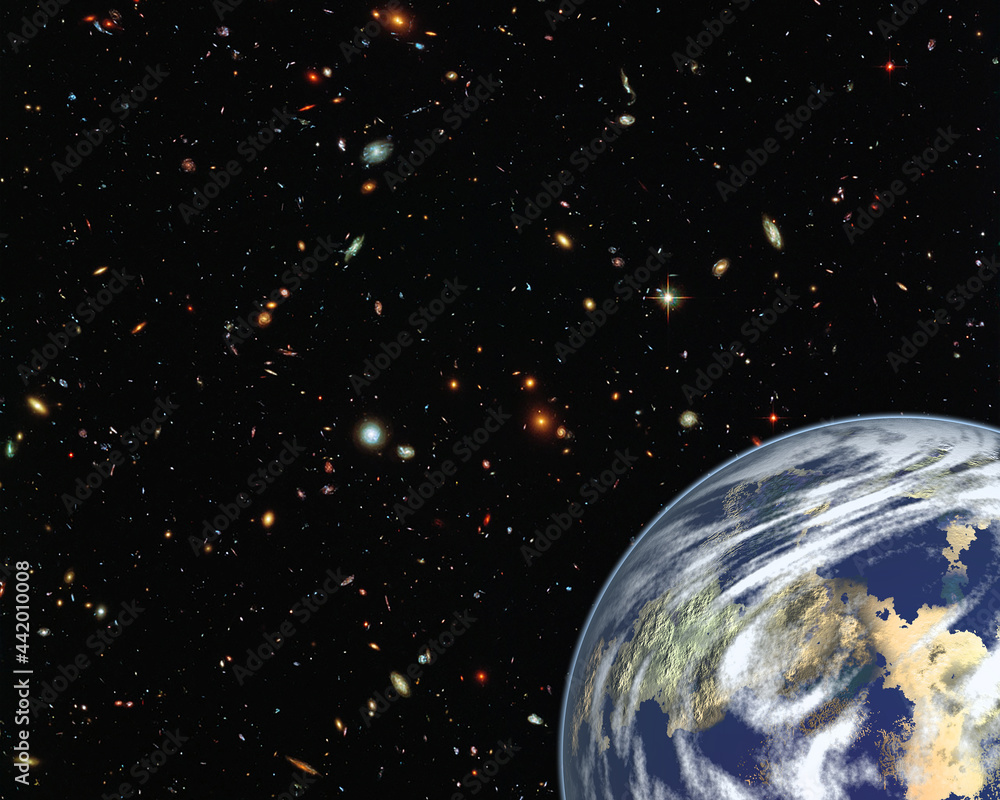 Poster magnificent earth in outer space. the elements of this image furnished by nasa.