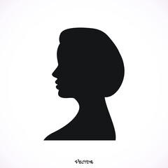 beautiful girl silhouette with stylish hairstyle