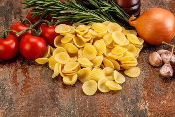 Raw Italian pasta - Orecchiette for cooking