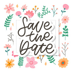 Lovely spring concept card. Awesome flowers and birds made in watercolor technique. Bright romantic card with summer flowers in vector. Charming Save the Date background