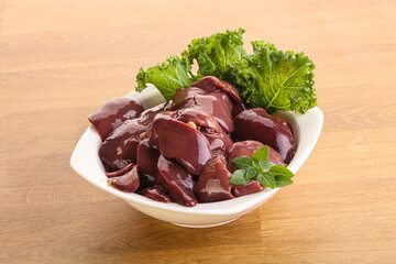 Raw chicken liver in the bowl