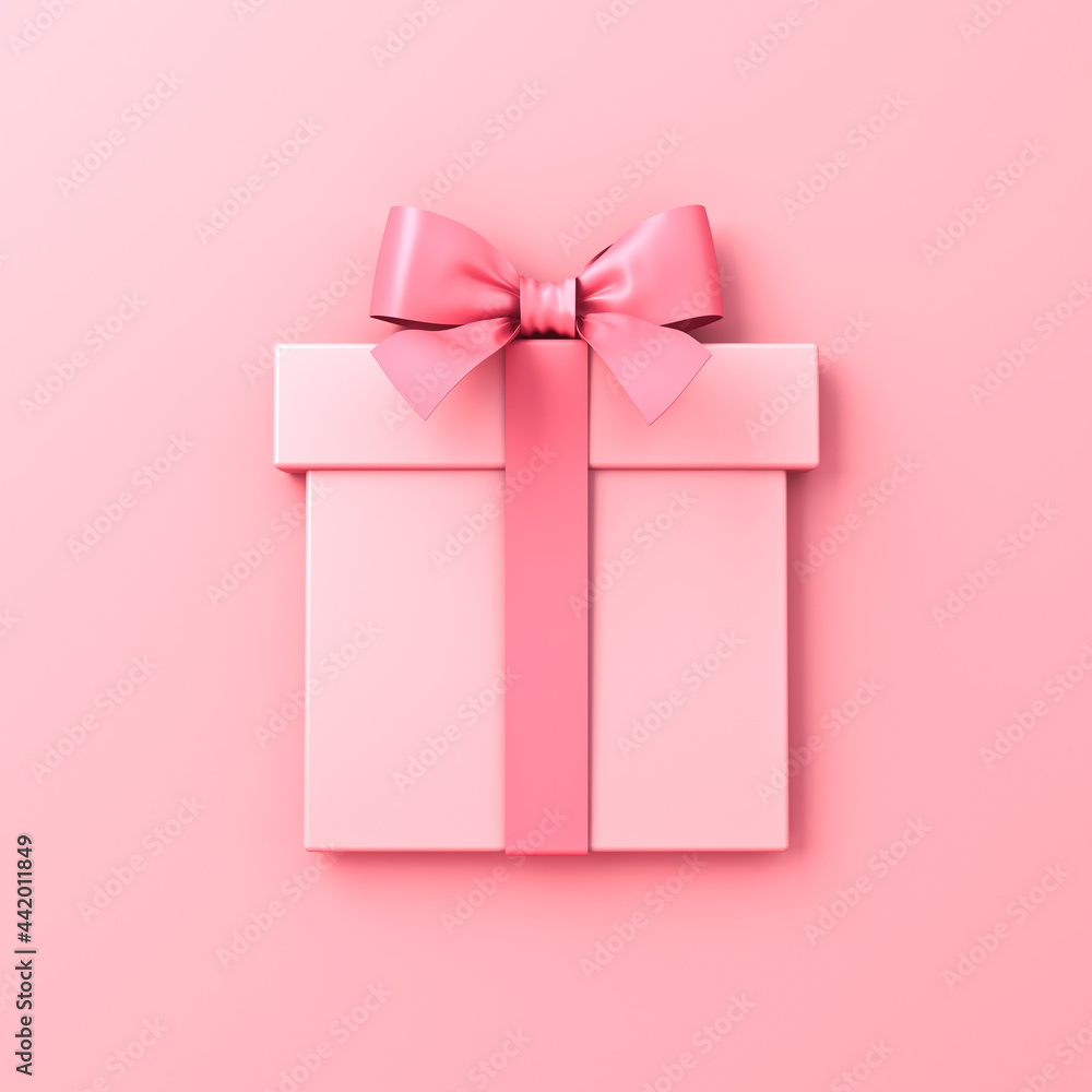 Aufkleber 3d pink gift box icon isolated on pink pastel color background with shadow minimal conceptual 3d ren