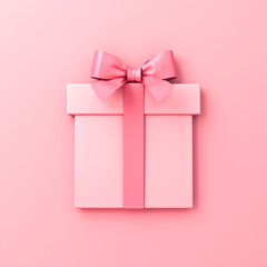3d pink gift box icon isolated on pink pastel color background with shadow minimal conceptual 3D rendering