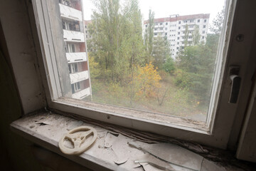 View from window in ghost town Pripyat