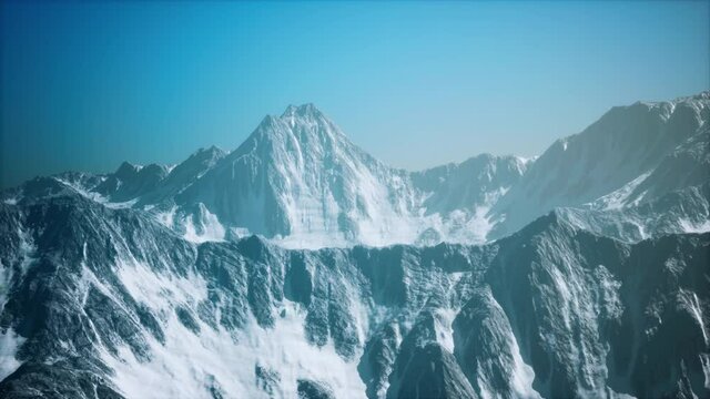 big mountain peaks at sunny day