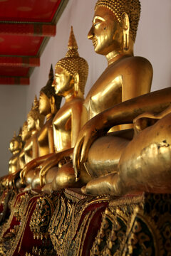 Golden buddha is in a Thai temple