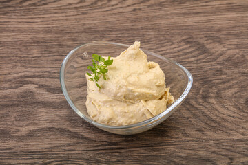 Vegan food - hummus with olive oil