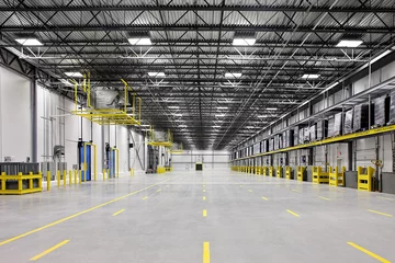 Fotobehang Interior of empty warehouse industrial storage building © Brian