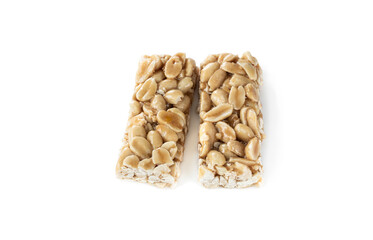 pair of monkey nut brittle bars isolated on white