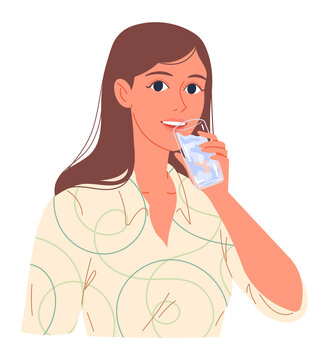 Portrait of a young woman drinking water from a glass