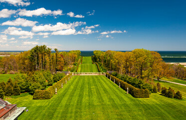 Overview of the Grand Allee, rolling hills in Crane estate, located in Ipswich, Massachusetts.