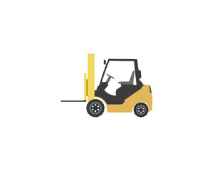 Fork truck, forklift, transport icon. Vector illustration. Flat design.