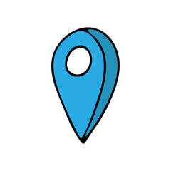 Colorful doodle location illustration in vector. Colorful location sign icon in vector.