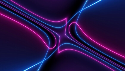 neon blue pink curvy futuristic abstract galaxy curvy lines laser scientific Sci-Fi high resolution - obrazy, fototapety, plakaty