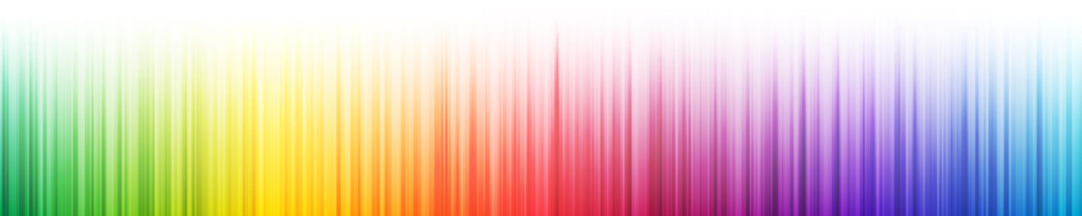 Rainbow gradient vertical stripes with fade out effect on white background. Many random transparent overlapped colorful lines. Vector illustration