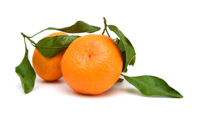 Ripe mandarin citrus isolated tangerine mandarine orange on white background. 