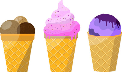 Colored vector ice cream icons. Ice cream isolated on white background