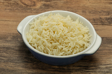 Steamed basmati rice in the bowl
