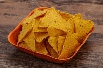 Mexican crunchy corn nachos triangle